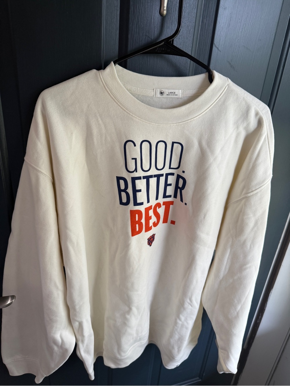 Womens Cream Graphic Sweatshirt - 'Good Better Best' Chicago Bears